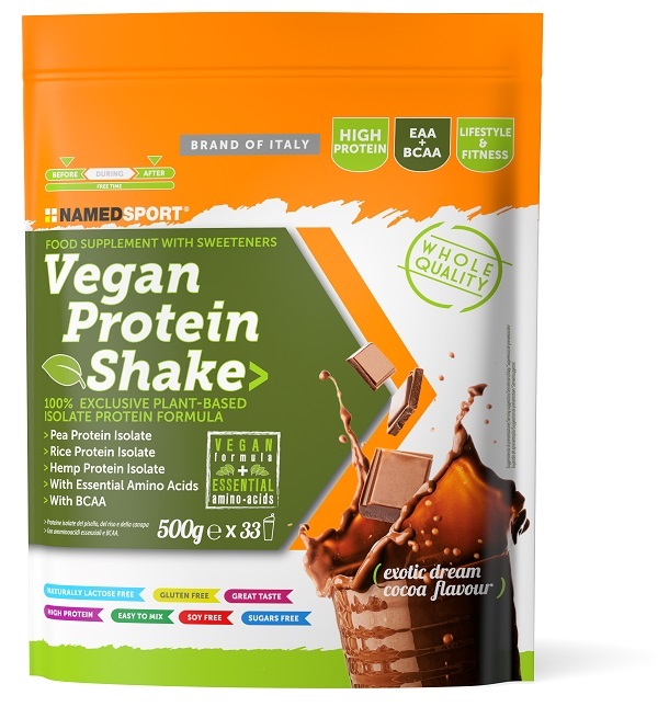 VEGAN PROTEIN SHAKE EXOTIC DREAM COCOA 500 G - Gruppofarmastore.it