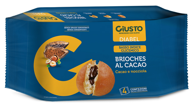 GIUSTO DIABEL BRIOCHE CACAO 4 PEZZI DA 45 G - Gruppofarmastore.it