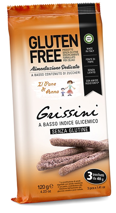PANE ANNA GRISSINI A BASSO INDICE GLICEMICO 3 PACCHETTI DA 40 G - Gruppofarmastore.it