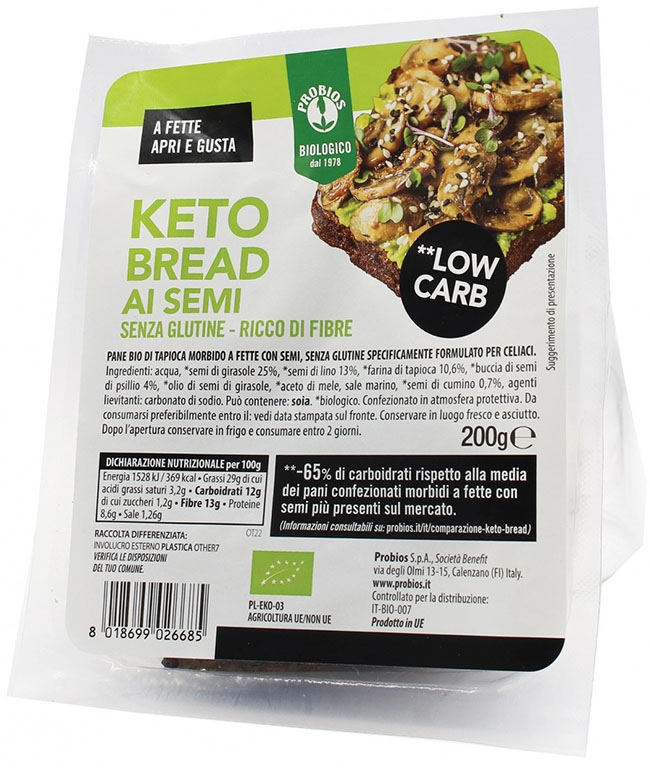 PROBIOS KETO BREAD CON SEMI SENZA GLUTINE 200 G - Gruppofarmastore.it