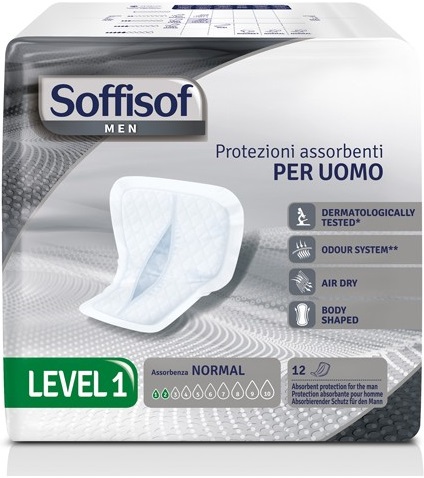 PANNOLONE PER INCONTINENZA SAGOMATO SOFFISOF MEN LEVEL 1 12 PEZZI - Gruppofarmastore.it