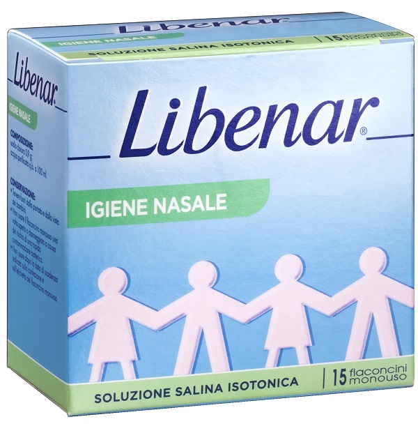 SOLUZIONE SALINA ISOTONICA 0,9% LIBENAR PER IGIENE NASALE 15 FLACONCINI MONOUSO X 5 ML - Gruppofarmastore.it