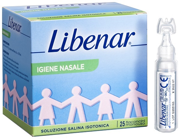 SOLUZIONE SALINA ISOTONICA 0,9% LIBENAR PER IGIENE NASALE 25 FLACONCINI MONOUSO X 5 ML - Gruppofarmastore.it