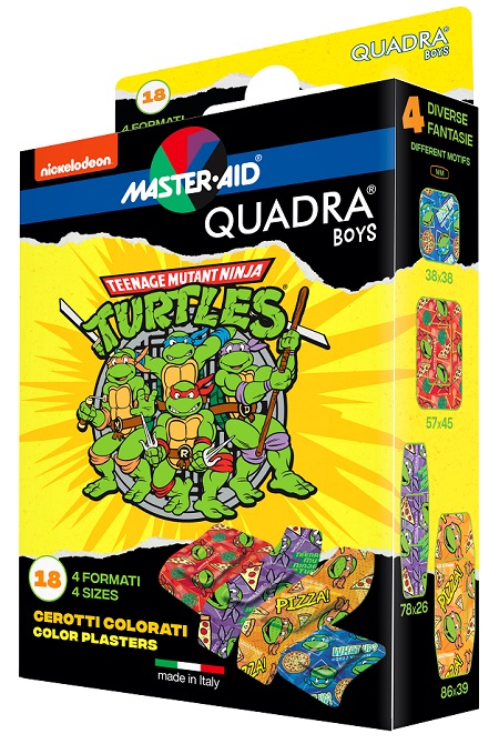 CEROTTO MASTER-AID QUADRA BOYS NINJA TURTLES ASSORTITI 18 PEZZI - Gruppofarmastore.it