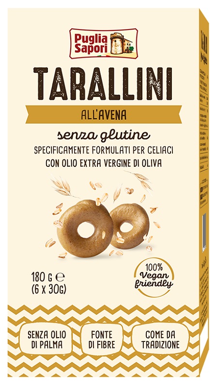 PUGLIA SAPORI TARALLINI ALL'AVENA 6 BUSTINE DA 30 G - Gruppofarmastore.it
