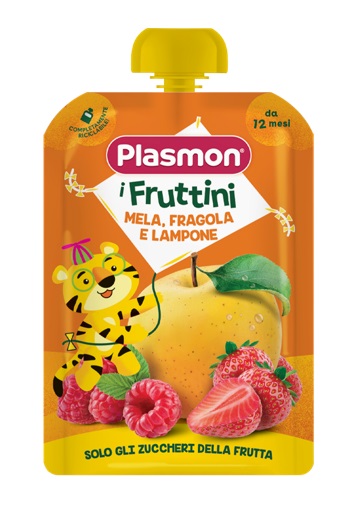 PLASMON I FRUTTINI MELA FRAGOLA E LAMPONE 130 G - Gruppofarmastore.it