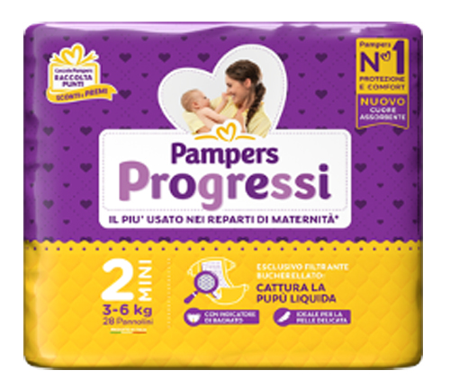 PAMPERS PROGRESSI MINI 3-6 KG 28 PEZZI - Gruppofarmastore.it