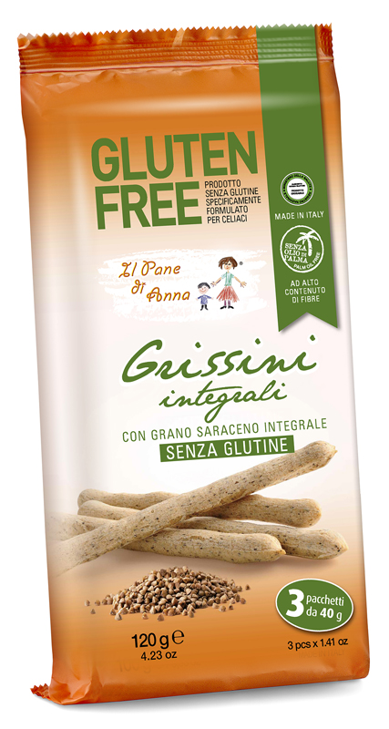 IL PANE DI ANNA GRISSINI INTEGRALI SENZA LATTE 3 PEZZI DA 40 G - Gruppofarmastore.it
