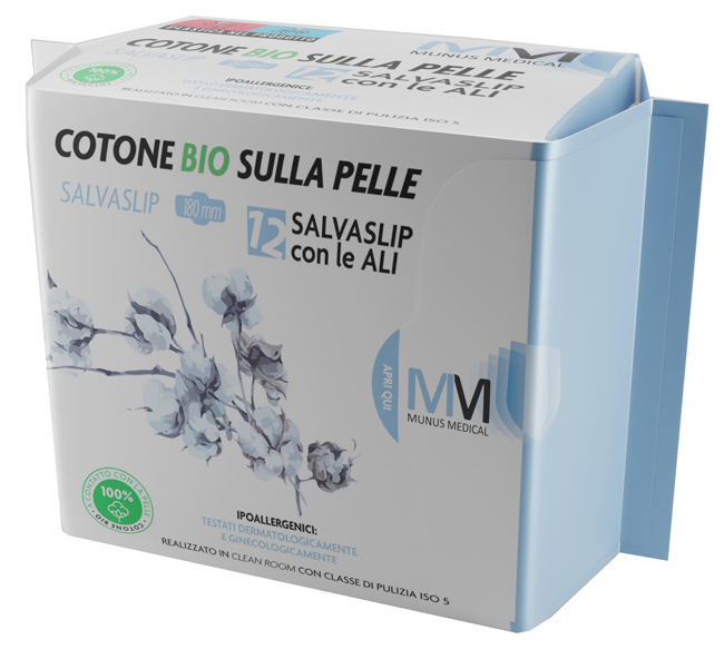 MUNUS MEDICAL PROTEGGI SLIP CON ALI COTONE BIO SULLA PELLE 12 PEZZI - Gruppofarmastore.it