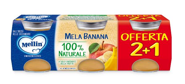 MELLIN OMOGENEIZZATO MELA BANANA 3 PEZZI DA 100 G - Gruppofarmastore.it