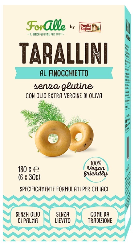FORALLE TARALLINI SENZA GLUTINE FINOCCHIETTO 6 BUSTINE DA 30 G - Gruppofarmastore.it