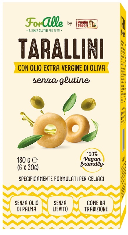 FORALLE TARALLINI SENZA GLUTINE OLIO EXTRA VERGINE D'OLIVA 6 BUSTINE DA 30 G - Gruppofarmastore.it