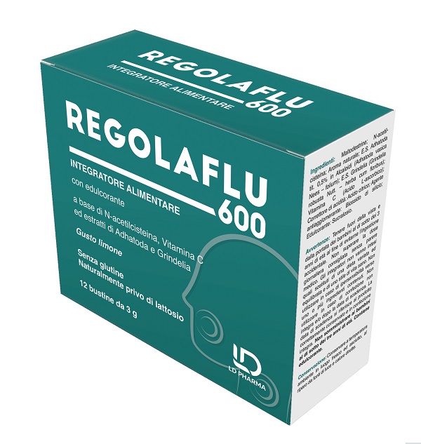 REGOLAFLU 600 12 BUSTINE 3 G GUSTO LIMONE SENZA GLUTINE NATURALMENTE PRIVO DI LATTOSIO CON EDULCORANTE - Gruppofarmastore.it