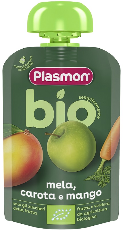PLASMON MELA CAROTA MANGO BIO POUCHES 100 G - Gruppofarmastore.it