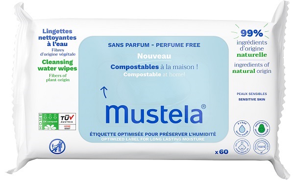 MUSTELA SALVIETTE ACQUA COMPOSTABILI SENZA PROFUMO 60 PEZZI - Gruppofarmastore.it