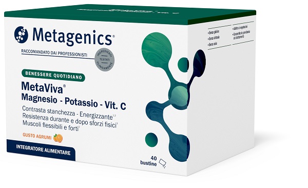 METAVIVA MAGNESIO/POTASSIO/VITAMINA C 40 BUSTINE CON EDULCORANTI - Gruppofarmastore.it