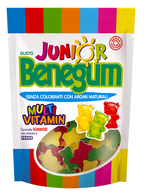 BENEGUM JUNIOR MULTIVITAMIN CARAMELLE GOMMOSE CON VITAMINE E FERRO 90 G - Gruppofarmastore.it