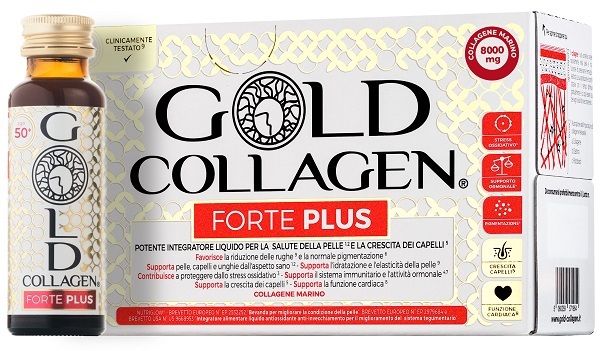 GOLD COLLAGEN FORTE PLUS 10 FLACONCINI DA 50 ML 8G COLLAGENE - Gruppofarmastore.it