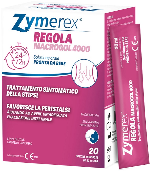 ZYMEREX REGOLA MACROGOL 4000 20 BUSTINE DA 20 ML SENZA ZUCCHERO SENZA GLUTINE SENZA LATTOSIO - Gruppofarmastore.it