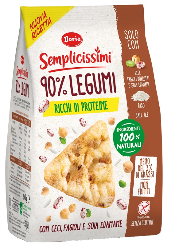 DORIA SEMPLICISSIMI SNACK 90% LEGUMI CECI-FAGIOLI-SOIA 60 G - Gruppofarmastore.it
