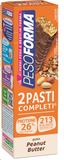 PESOFORMA BARRETTE PEANUT BUTTER 2 PASTI 2 PEZZI DA 58 G - Gruppofarmastore.it