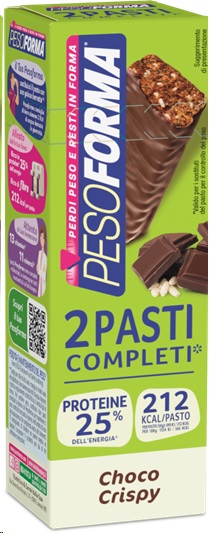 PESOFORMA BARRETTE CHOCO CRISPY 2 PASTI 2 PEZZI DA 58 G - Gruppofarmastore.it