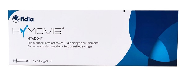 SIRINGA INTRA-ARTICOLARE PRERIEMPITA HYMOVIS HYADD4 ESADECILLAMIDE ACIDO IALURONICO 24MG/3ML 2 PEZZI DA 3 ML NON STERILIZZATO A ETO - Gruppofarmastore.it