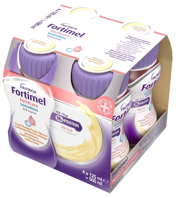 FORTIMEL FORTICARE SENSATION 2,4 KCAL/ML PESCA/MANGO RINFRESCANTE 4 PEZZI DA 125 ML - Gruppofarmastore.it