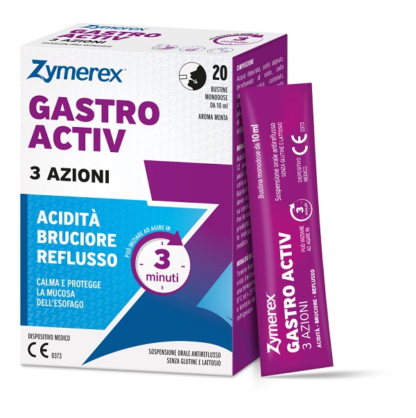 ZYMEREX GASTRO ACTIV 20 BUSTINE DA 10 ML AROMA MENTA SENZA GLUTINE SENZA LATTOSIO - Gruppofarmastore.it