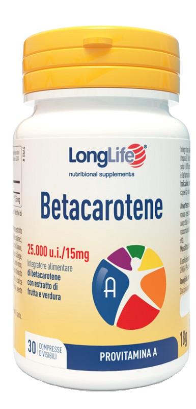 LONGLIFE BETACAROTENE 25000UI 30 COMPRESSE DIVISIBILI SENZA GLUTINE - Gruppofarmastore.it