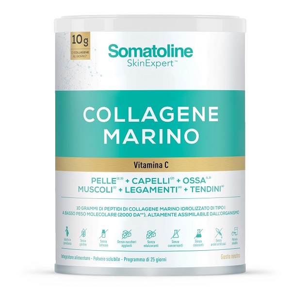 SOMATOLINE COLLAGENE MARINO 258 G SENZA GLUTINE SENZA LATTOSIO SENZA ZUCCHERI AGGIUNTI SENZA EDULCORANTI - Gruppofarmastore.it