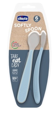 CHICCO CUCCHIAIO IN SILICONE DOPPIO AZZURRO 6M+ - Gruppofarmastore.it