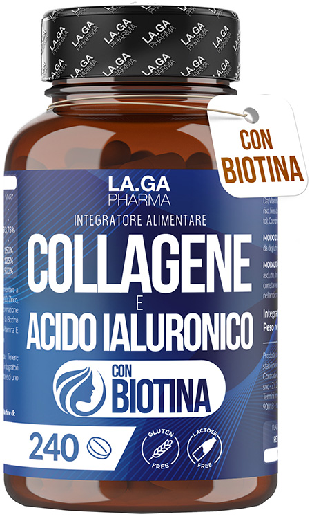 LAGA PHARMA COLLAGENE ACIDO IALURONICO BIOTINA 240 COMPRESSE SENZA GLUTINE E LATTOSIO - Gruppofarmastore.it