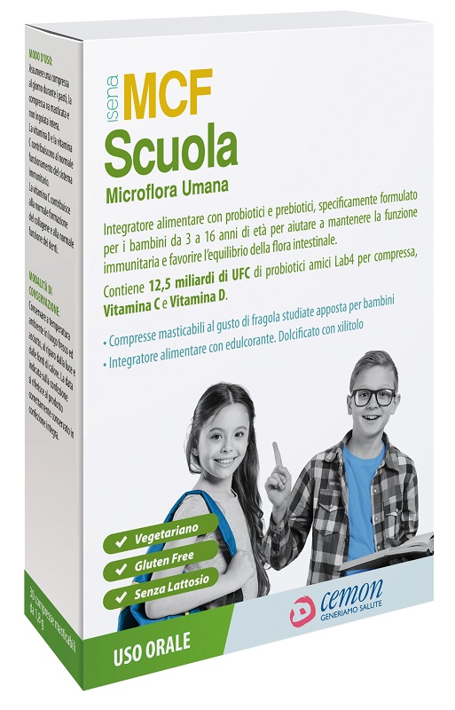 MCF SCUOLA 30 COMPRESSE MASTICABILI CON EDULCORANTE SENZA GLUTINE E LATTOSIO - Gruppofarmastore.it